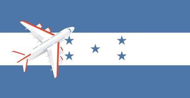 vektor illustration av ett passagerarplan som flyger över flaggan av ganduras. begreppet turism och resor