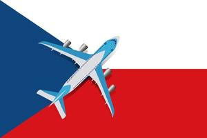 vektorillustration eines passagierflugzeugs, das über die tschechische flagge fliegt. Konzept von Tourismus und Reisen vektor