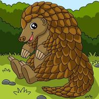 pangolin tecknad vektor färgad illustration