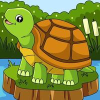 sköldpadda tecknad vektor färgad illustration