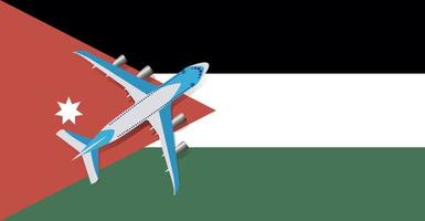 vektorillustration av ett passagerarplan som flyger över Jordaniens flagga. begreppet turism och resor vektor