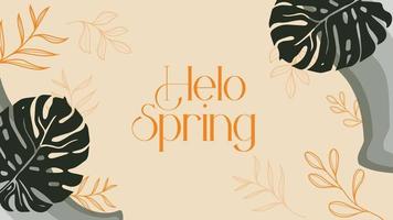 Willkommen Frühling und hallo Frühling. aquarellhintergrund zum gruß. Desktop-Hintergrund, Hochzeitseinladung und Willkommen vektor