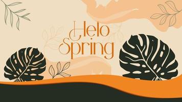 Willkommen Frühling und hallo Frühling. aquarellhintergrund zum gruß. Desktop-Hintergründe, Website-Header und -Cover, Hochzeitseinladungen und Willkommensgrüße vektor