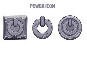 Steinkraftsymbole in verschiedenen Formen für das Menü. isolierte graue Symbole mit Energiesymbolen. vektor