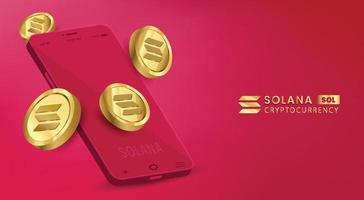 solana sol kryptovaluta teknologi vektor illustration bakgrund med smartphone design