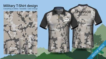 Militär polo t-shirt design, med kamouflage tryckkläder. vektor