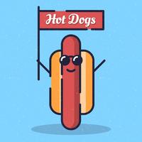 Hotdog-Charakter mit Sonnenbrille und Lächeln-Illustration vektor