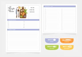 Vektor-Rezeptkarte und Einkaufslistenvorlage vektor