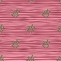 grüne minimalistische Blattzweige Silhouetten nahtloses Muster. rosa gestreifter Hintergrund. Naturkulisse. vektor
