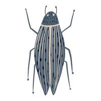 grauer Käfer isoliert auf weißem Hintergrund. abstrakte insekten lang im gekritzel. vektor