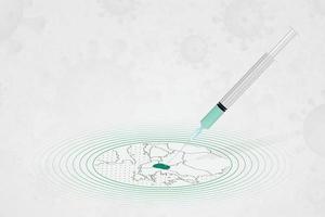 Mazedonien-Impfkonzept, Impfinjektion in Karte von Mazedonien. impfstoff und impfung gegen coronavirus, covid-19. vektor