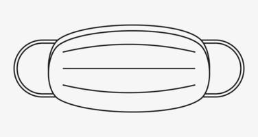 vektor illustration av kirurgisk mask. svart kontur ikon på vit bakgrund.