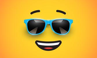 Hoher detiled bunter Emoticon mit Sonnenbrille, Vektorillustration vektor