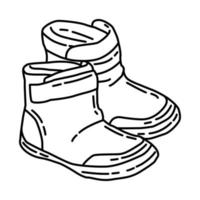 Winterstiefel für Kinder-Symbol. Gekritzel handgezeichnet oder Umriss-Icon-Stil. vektor