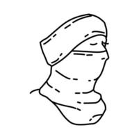 Winter-Halsgamaschen für Frauen-Symbol. Gekritzel handgezeichnet oder Umriss-Icon-Stil. vektor