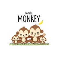 Monkey Family Father Mor och baby. vektor