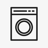 tvättmaskin linje ikon på vit bakgrund. vektor kontur symbol för tvättmaskin.