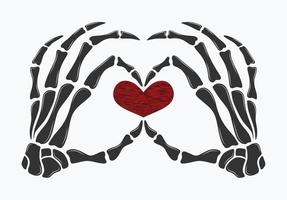 skelett hand visar hjärtform. vektor