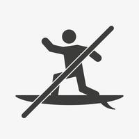 gekreuztes Surfvektorsymbol isoliert auf weißem Hintergrund. Piktogramm für Wassersport im Sommer verbieten. Surf-Symbol. vektor