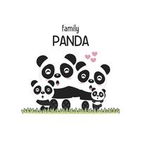 Gullig Panda Familj Far Mamma och älskling. vektor