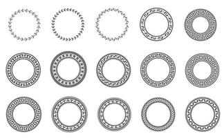 cirkel grekiska ramar. runda slingrande gränser. dekoration element mönster. vektor illustration isolerad på vit bakgrund.