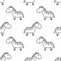 seamless mönster söt zebra. vektor doodle illustration. bakgrund för att sy barnkläder och tryck på tyg. tapeter för barnkammaren.