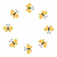rund fotoram med söt gul fjäril. dekorativt element av sommaren vykort. vektor
