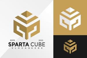 Sparta-Cube-Logo-Design-Vektor-Illustration-Vorlage vektor