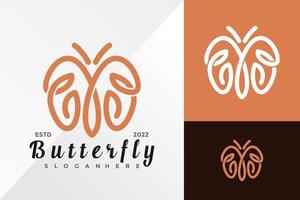 b butterfly line logotyp design vektor illustration mall