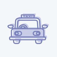Taxi-Symbol im trendigen zweifarbigen Stil isoliert auf weichem blauem Hintergrund vektor