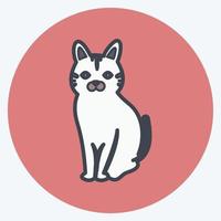 Haustier-Katzen-Symbol im trendigen Farbkamerad-Stil isoliert auf weichem blauem Hintergrund vektor