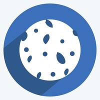 cookie ii ikon i trendig lång skugga stil isolerad på mjuk blå bakgrund vektor