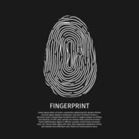 Fingerabdruck-Vektorsymbol. Konzept der elektronischen Signatur. Biometrische Technologie für die Identität von Personen. Sicherheitszugangsberechtigungssystem. weißer Fingerabdruck auf schwarzem Hintergrund. vektor