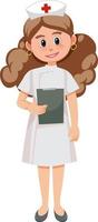 süße Krankenschwester-Cartoon-Figur auf weißem Hintergrund vektor