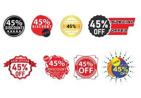 45 Prozent Rabatt Neues Angebot Logo und Icon-Design-Bundle vektor