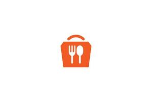 einfache minimalistische Lebensmitteltasche für Restaurant-Lieferservice-Logo-Designvektor vektor