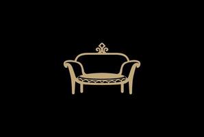 eleganter Luxus-Sofa-Stuhlsitz für Innenmöbel-Logo-Design-Vektor vektor