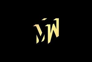 elegant lyx gyllene initial bokstav mw wm logotyp design vektor