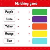 pädagogisches kinderspiel. passendes spielarbeitsblatt für kinder. nach Farbe abgleichen. Farben lernen vektor