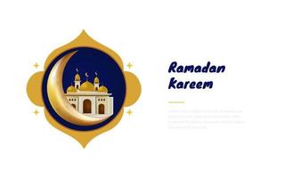 den gyllene moskén för ramadan hälsningspost vektor