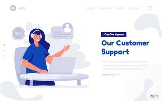 kundsupportkoncept för kontakta oss-sida på webben eller målsidan vektor