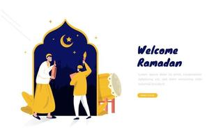 flaches design weckruf für ramadan sahur konzept vektor