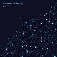 Abstrakte polygonale Formen auf dem dunkelblauen Hintergrund, der aus Linien und Punkten in Form von Planeten und Konstellationstechnologiekonzept besteht. Digitale Internetverbindung. vektor