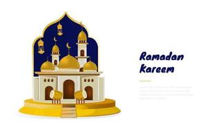 gyllene moskékoncept för islamisk ramadan kareem vektor