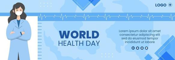 Världshälsodagen omslagsmall platt sjukvårdsillustration redigerbar av kvadratisk bakgrund lämplig för sociala medier eller kampanj vektor