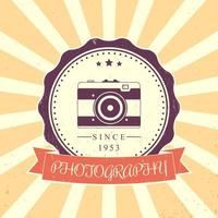 fotografie, fotograf vintage logo, emblem, fotografieschild mit retro-kamera, vektorillustration vektor