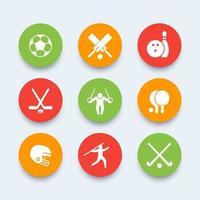 sport, spel, tävlingsrunda ikoner, sportsymboler, vektorillustration vektor