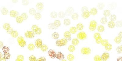 ljusgul vektor doodle bakgrund med blommor.
