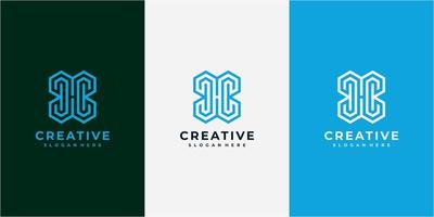 kreativ bokstav hc elegant logotyp. bokstaven h och c linjekonst logotyp designmall vektor