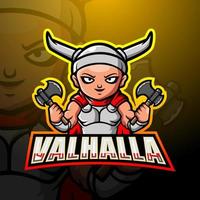 Walhalla-Maskottchen-Esport-Logo-Design vektor